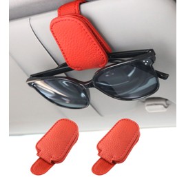 Sunglasses Holders for Car Sun Visor, 2pack Magnetic Leather Glasses Eyeglass Hanger Clip for Car, Visor Sunglasses Holder Clip Car Accessories for Truck