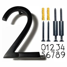 NACH Floating House Numbers, 8 inch Aluminum Black House Numbers for Outside - Number 2, Door Numbers with Mounting Hardware