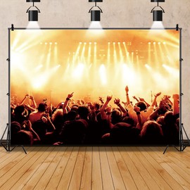 OERJU 6x4ft Stage Spotlight Backdrop Concert Live Plateform Background Rock Star Music Show Audience Banner Party Decorations Supplies Photo Portrait Vinyl Studio Video Prop