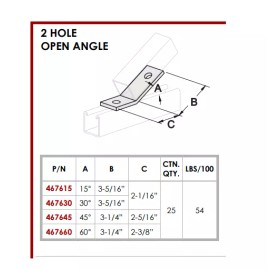 GENERIC (QTY 10) 2-Hole 60° Degree Open Corner Angle Unistrut Channel #467660 Strut