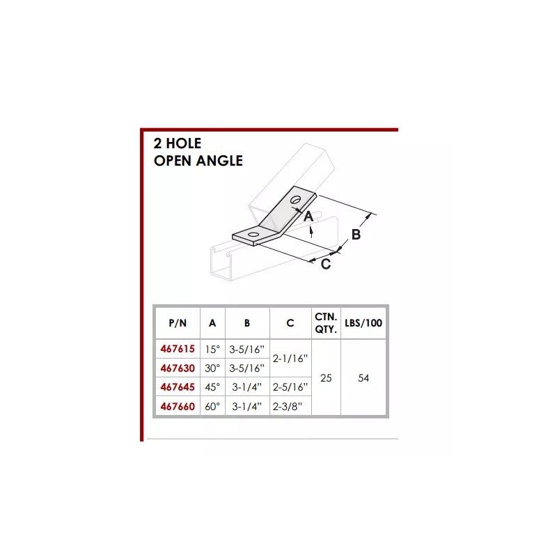GENERIC (QTY 10) 2-Hole 60° Degree Open Corner Angle Unistrut