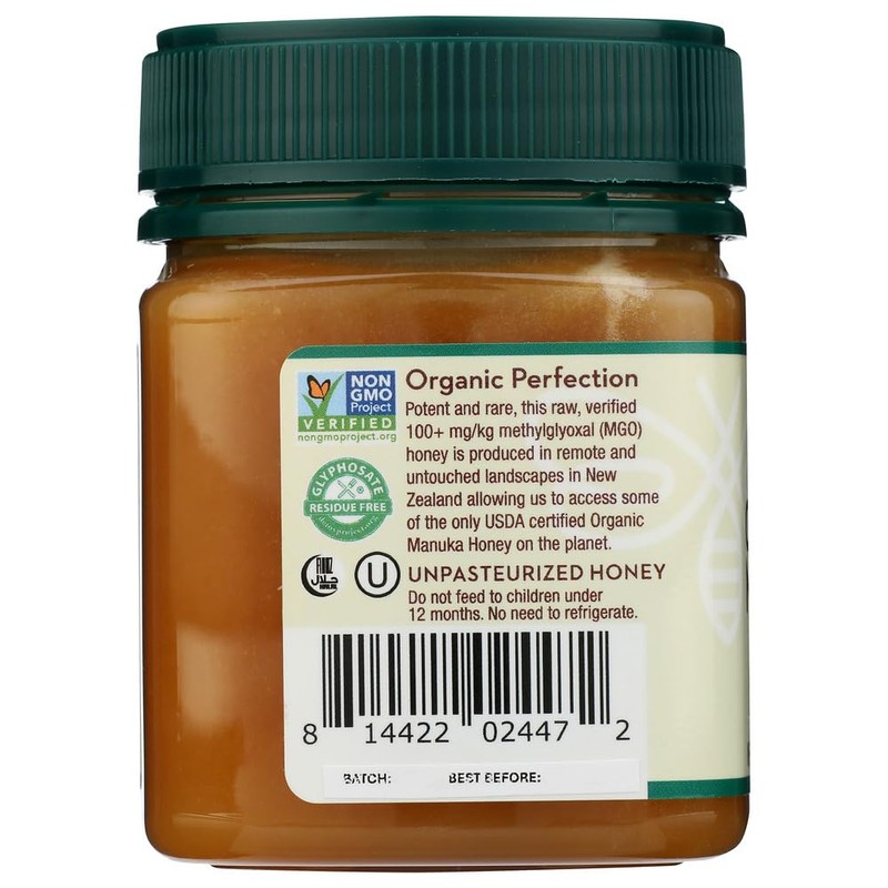WEDDERSPOON Organic Raw Manuka Honey MGO 100, 8.8 OZ