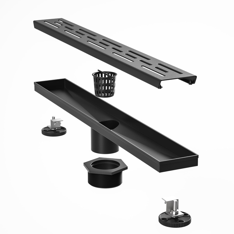 Bochni Linear Shower Drain 32" Matte Black 304 Stainless Steel