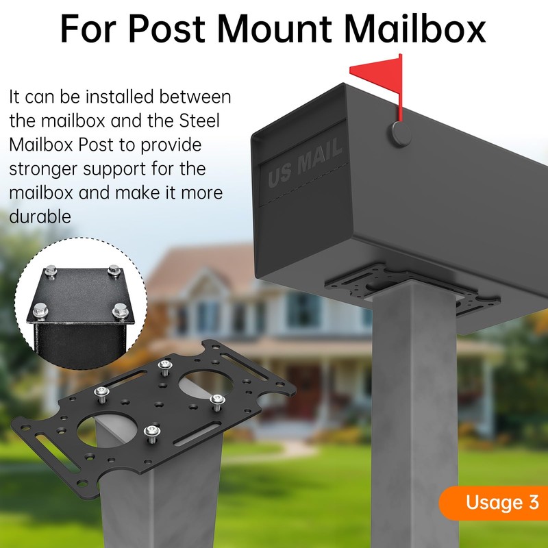 Mailbox Mounting Bracket, Plate for Post Mount Mailboxes, Compatible with