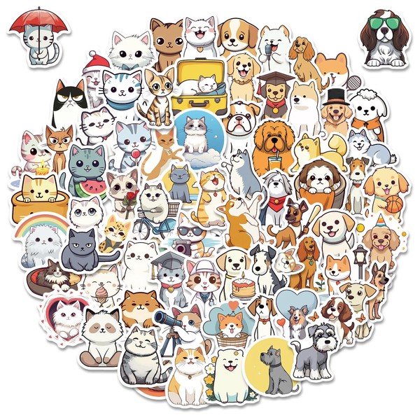 100 Pcs Cat and Dog Stickers for Kids, Cute Stickers