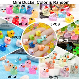 Mini Ducks 50 Pack Tiny Ducks Little Ducks Small Ducks Plastic Mini Resin Animals Figures to Hide Miniature Flamingos Figurines Garden Accessories Micro Landscape Statues Valentine's Day Gifts Blue