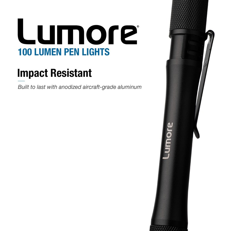 LUMORE Pen Light 4 Pack | 100 Lumens Each, 2