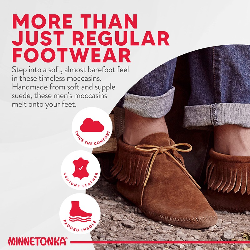 Minnetonka Men's Classic Fringe Boot, Softsole Brown, 11 M US