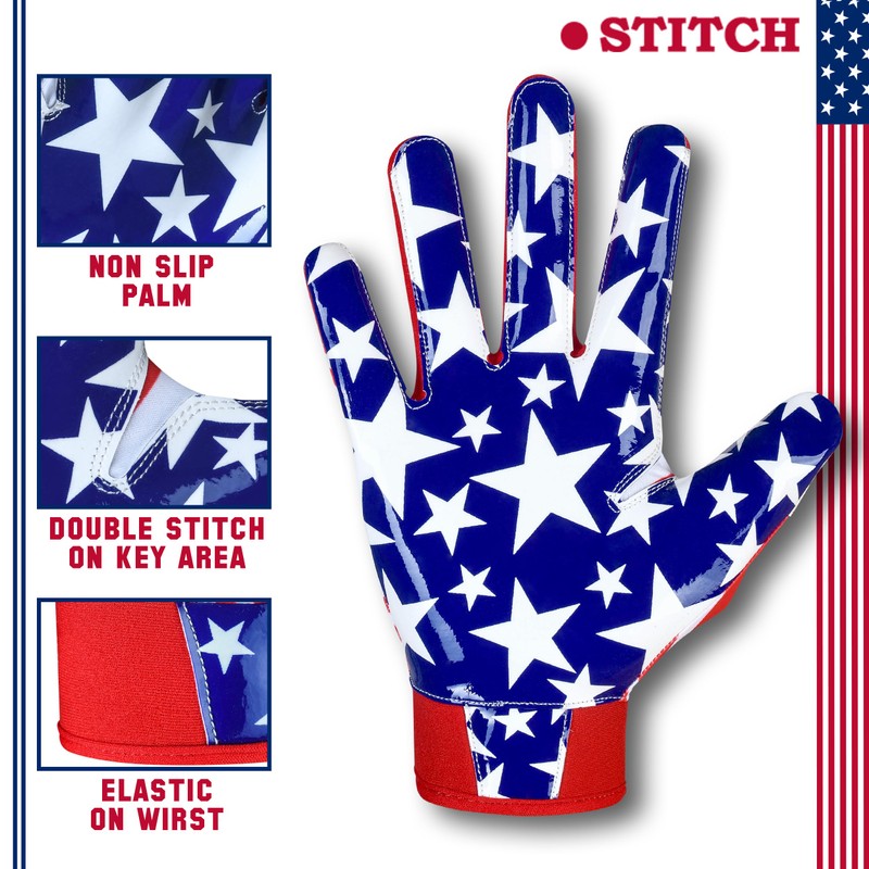 Dot Stitch Football Gloves (USA, Youth X-Large)