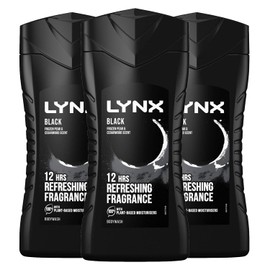 Lynx Black Body Wash And Shower Gel For Men And Women, Cleansing Long Lasting Fresh And Clean Fragrance, Dermatologically Tested, Large Pack (3 x 250ml)