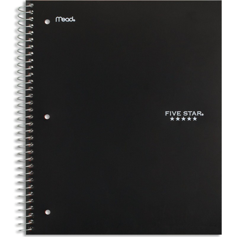 Five Star Spiral Notebook + Study App, 5 Subject, Wide