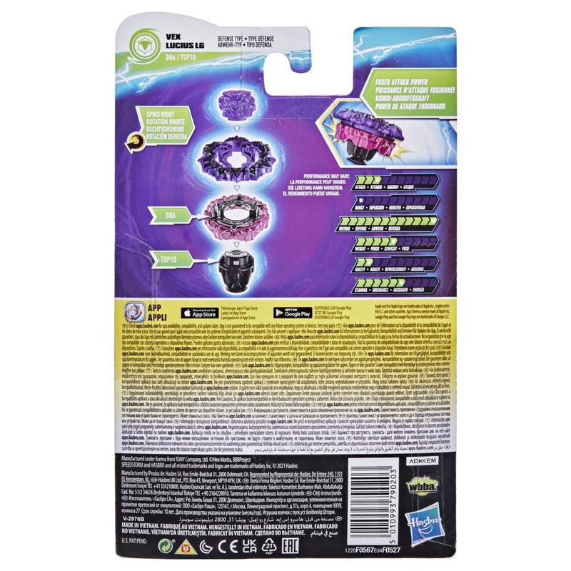 Hasbro Beyblade Burst Surge Speedstorm Vex Lucius L6 Spinning Top
