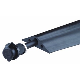 Powerback RFD8-5 Durable Rubber Heavy Duty Single Channel Duct Protector for Cable and Hose Lines up to 1.25" Diameter, Black, 5' Length