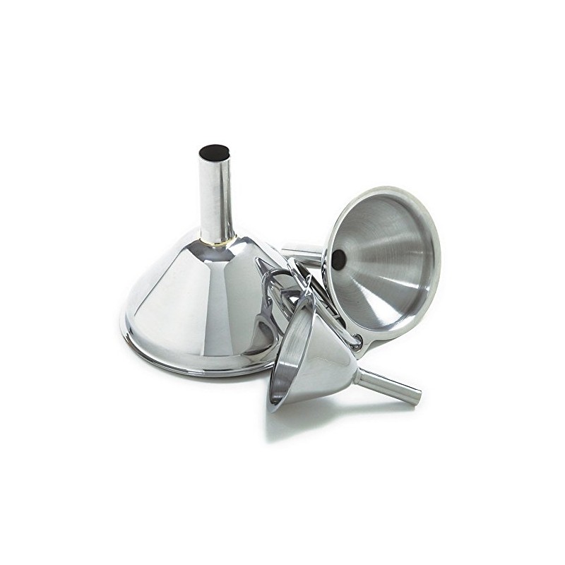 3 x Norpro 3-Piece Stainless Steel Funnel Set