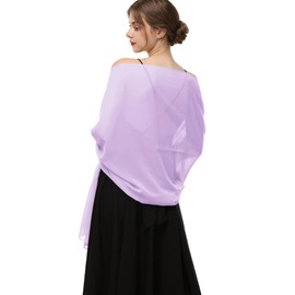 Baoqiya Women's Shawls and Wraps for Evening Dress Chiffon Shawl Soft Elegant Silky Pashmina Wedding Bridal Scarf(Lavende, 79"×29")