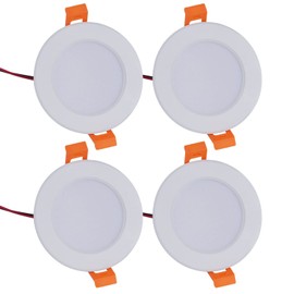 Q QINGCHEN RV Boat DC 12V Recessed Ceiling Light 3W 6500K Daywhite 12 Volt LED Panel Light Full Aluminum Downlights （4packs）