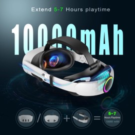 BLUZOVR Battery Head Strap Compatible with Meta Quest 3/Quest 3S,10000mAh Battery Pack, Extend Playtime and Enhanced Comfort,Reduce Facial Stress,Adjustable RGB Lighting