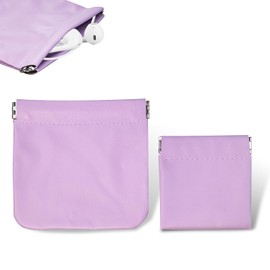 Pack of 2 Headphone Carrying Case, PU Leather Case, Storage Bag, Portable Waterproof Earphone Protective Bag, Universal Headphone Protective Bag for Headphones, Keys, USB Sticks, Jewellery (Purple)