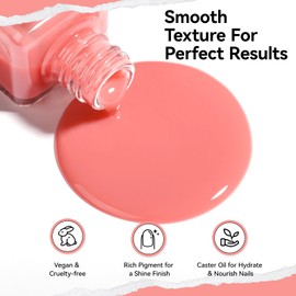 Nailshion Nail Polish Jelly Light Pink Sheer Natural Fingernail Polish 9-Toxic Free Vegan Rich in Castor Oil Fast Air Dry Translucent Toe Nail Lacquer Nail Art Salon/Home Manicure Gift