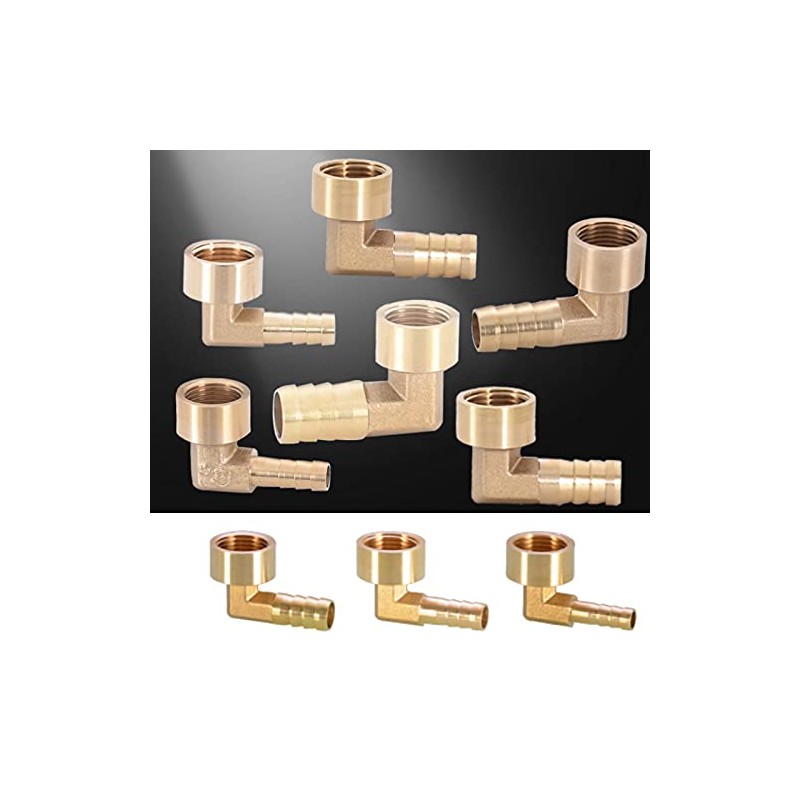 HATOOLHA® Brass Barb Hose Fitting, Elbow Pipe Connector 8mm Barbed