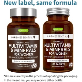 Igennus Methylated Women's Multivitamin with Gentle Iron, 21 Active Nutrients, Pure & Clean, All Day Nutrient Delivery, High Strength B-Vitamins, Easy-to-Swallow, 180 Vegan Tablets, 90 Servings