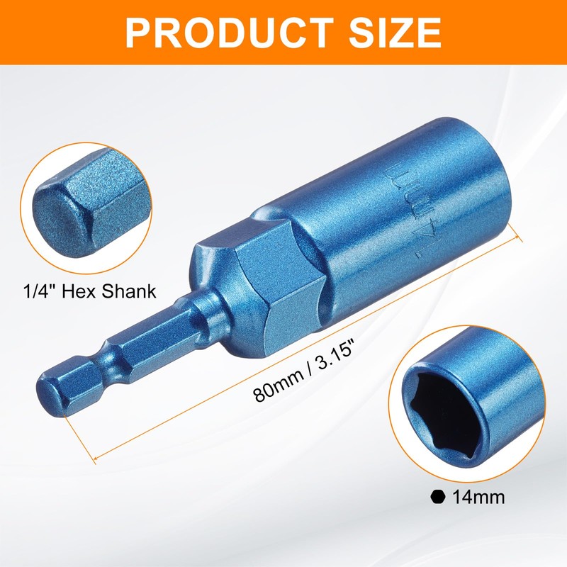 sourcing map Nut Driver 14mm Hex Drive Socket CR-V Steel