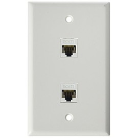 RiteAV 1 Gang 2 Port Cat5e Wall Plate - White