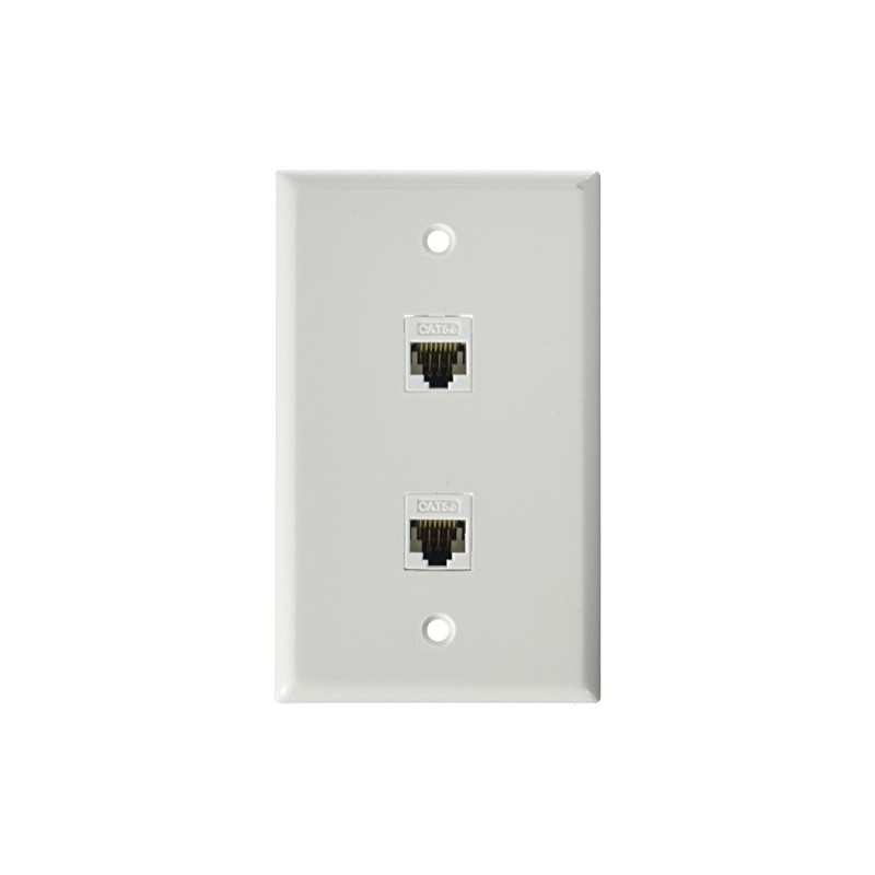 RiteAV 1 Gang 2 Port Cat5e Wall Plate - White