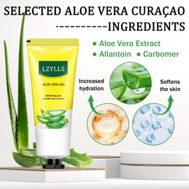 Aloe Vera Gel for Sunburn Relief,Hydrating Travel Size Aloe Vera Gel for Face,Moisturizing Sunburn Relief After Sun Lotion,Fast Absorbing,Non-Sticky Cooling After Sun Lotion Face Moisturizer (A)