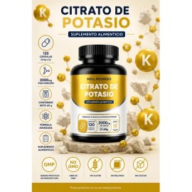 Citrato Potasio 120 Cápsulas Well Rounded 2000mg Porción Sabor