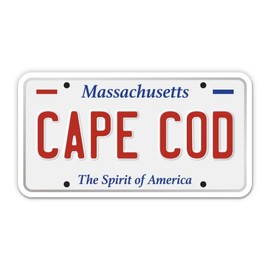 Squiddy Cape Cod State License Plate Style - Vinyl Sticker Decal for Phone, Laptop, Water Bottle (3.5" Wide)