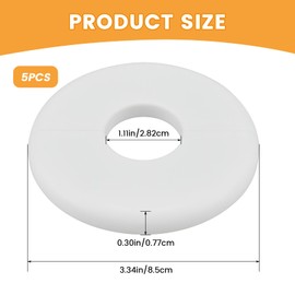 Aifeier ET 5pcs Round Wall Split Flange, Buckle Design Escutcheon Plate, Self-Adhesive Plumbing Cover Plates for Faucet, Bathroom, Kitchen, Toilet, ABS Pipe Flange Wall Hole Cover (White)