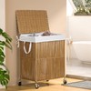 WOWLIVE Laundry Hamper with Wheels, Handwoven Rolling Laundry Basket with