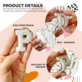 JOYJARS: 56 PCS White Color, SELF Adhesive Chenille Letters Patches, Preppy Stickers Letters, Vinyl Letter Stickers, Patch Sticker for Backpack Clothing Hats Bags.