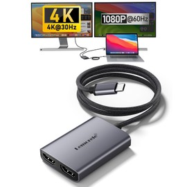 MacBook Pro/Air Hub, 2 Screen USBC HDMI Splitter, MacOS and Win, MST Support, 3 Screen Extendable, Max Single Screen 4K Output Converter, Lemorele Dual Monitor Display USB-C Port, 0.6m Nylon Braided, 1080P 60Hz, USBType C Hub, DisplayPort for Dell, HP, Lenovo
