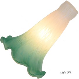 Bieye LS08S Lily Flower Blown Glass Lampshade (White Cyan, Opening I.D. 0.87" x O.D. 1")
