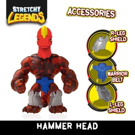 CRAZE Stretchy Legends Hammer Head - Elastic Action Figures for Children, Stretchy Superhero Figures to Collect with Slime Filling