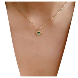 Inilbran Boho Crystal Evil Eye Choker Necklace Gold Rhinestone Demon Eye Pendant Necklace Vintage Crystal Evil Eye Necklace Choker Bling CZ Crystal Protective Necklace Chain Jewellery for Women