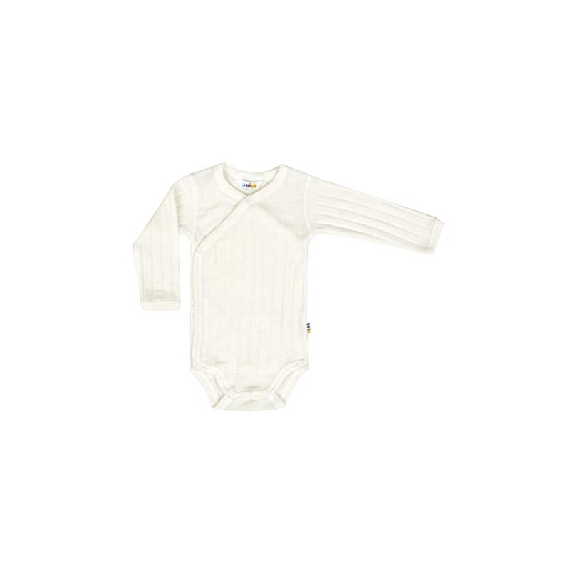 Joha Long-Sleeved Wool/Silk Wrap Bodysuit, natural
