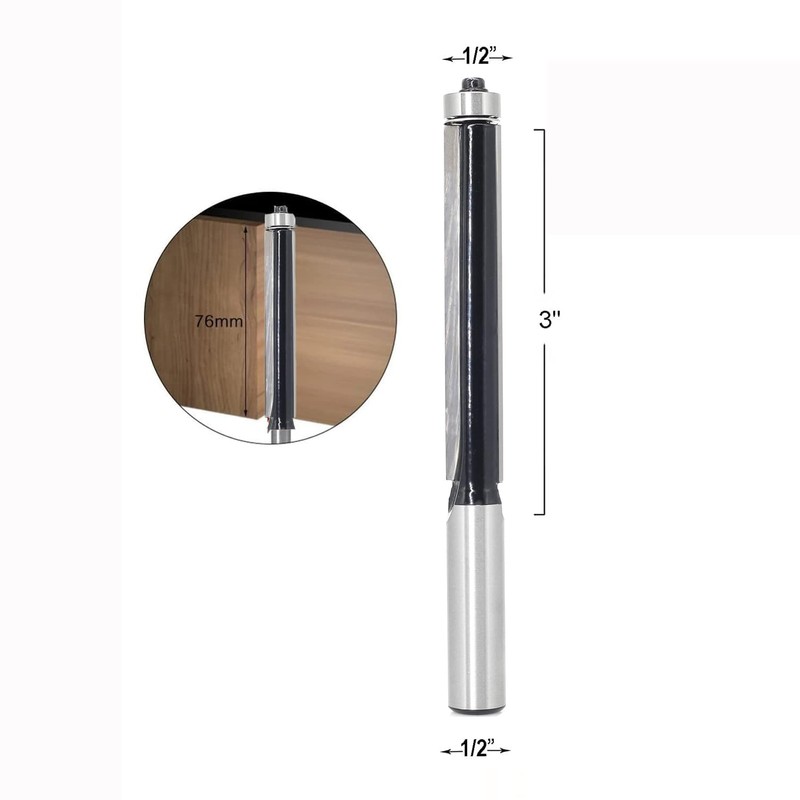 Flush Trim Router Bit 1/2 Shank, Extra Long Flush Cut
