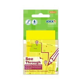 Stick'n Notes 21710 Clearnote, Semi-Transparent Self-Adhesive Writable Notes with Bright Neon Colors, 3"x3", 50 Sheets per Pad, Orange