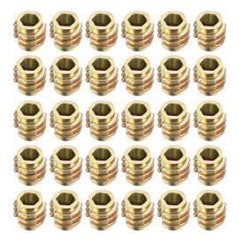 sourcing map Furniture Threaded Insert Nuts Zinc Alloy Hex-Flush M4 Internal Threads 8mm Length 30pcs