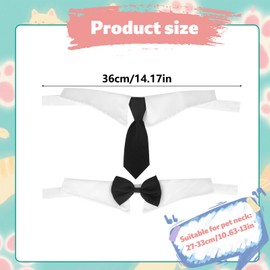 2pcs Cat Bow Tie, Dog Tuxedo Collar Pet Wedding Bowtie Cute Puppy Kitten Easter Valentines Grooming Outfit Accessories for 10.63-13in Neck Size Cats & Small Dogs
