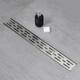 SaniteModar Linear Shower Drain, Shower Drain 32 inch High Flow Rate Removable Grate, Brushed 304 Stainless Steel Linear Drain with Hair Strainer, Adjustable Leveling Feet