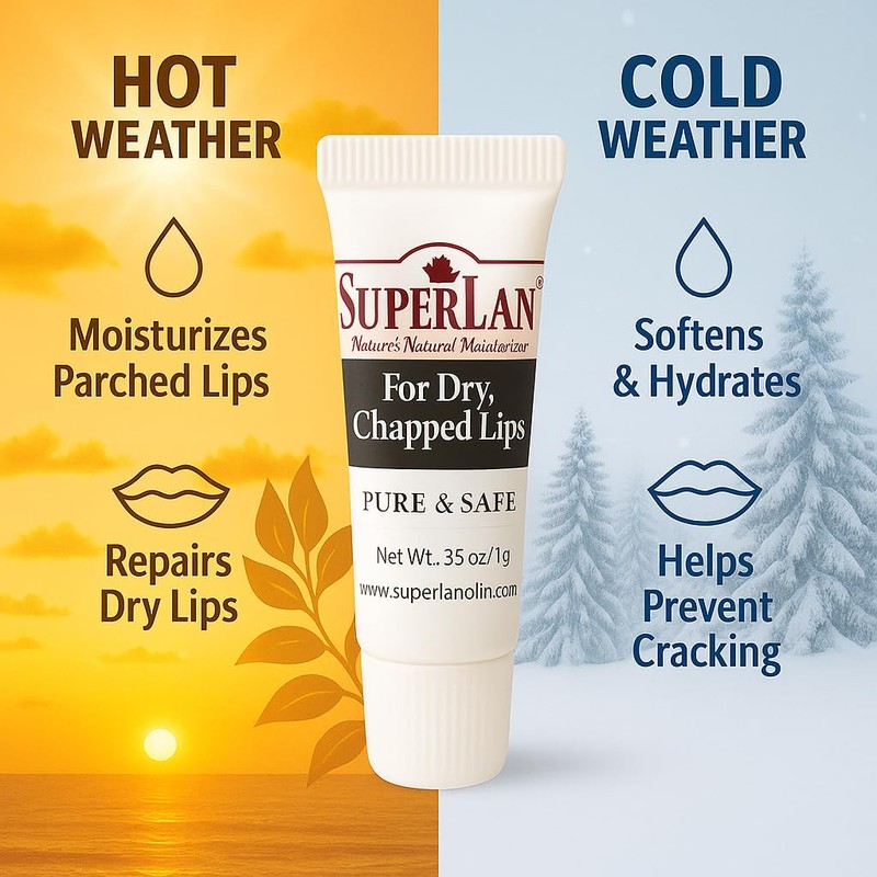 Organic Lanolin Lip Balm - Lip Repair for Hot/Dry Weather