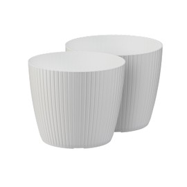 Tymar Planter, Flower Pot, Pack of 2, Flower Pot, Plastic (White, Diameter 12 cm)