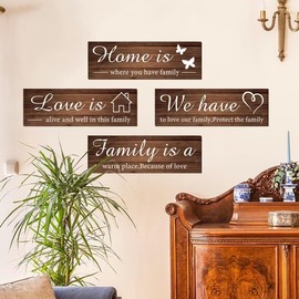 4 Pieces Family Warm Phrases Wall Stickers/Home is a Warm Harbor, a Source of Love Removable Wall Stickers Bedroom Living Room Bathroom Dining Room Vinyl Wall Art Stickers