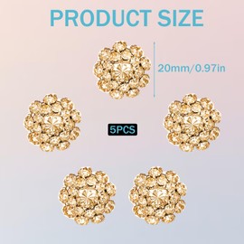 Button Covers 5 Sets Rhinestone, Rhinestone Buttons Covers for Women Sewing Buttons Crystal Clip on Jewelry for Cufflinks,Shirts,Clothes,DIY Craft Supplies, Holiday Dress Decoration