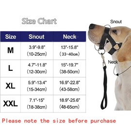 Voarge Dog Muzzle, Dog Head Collar with Safety Strap, Head Halter Collar for Dogs, Adjustable and Easily Control, for Small Medium and Large Dogs, L