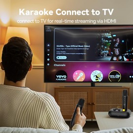 Puremic Dual UHF Wireless Microphone System, DuetPro Streaming Karaoke KTV Microphone More Than 230000 Built in Songs, HDMI/AUX for Smart TV, KTV, Home Theater, Speaker